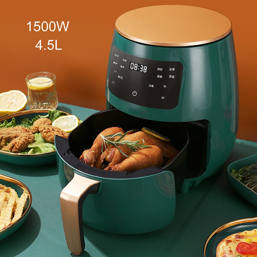 1500W 4.5L Air Fryer Oil free Health Fryer Cooker Home Multifunction Smart Touch LCD Airfryer Pizza Fryer For French Fries 220V