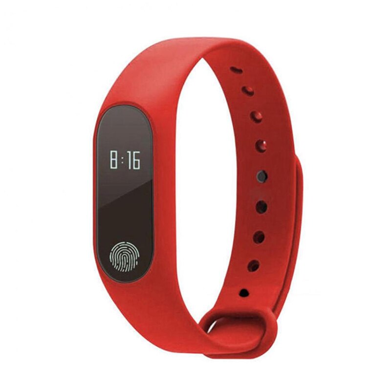 Wristband M2 Smart Bracelet Heart Rate Bracelet Waterproof Sport Fitness Band Stepcount Message Smart Loop Watch Alarm Clock: Red