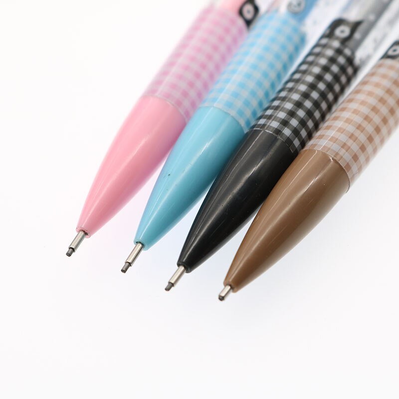 Lápices mecánicos de dibujos animados para niños y estudiantes, material de papelería para escuela y oficina, 0,7mm, 4 Uds.: Default Title