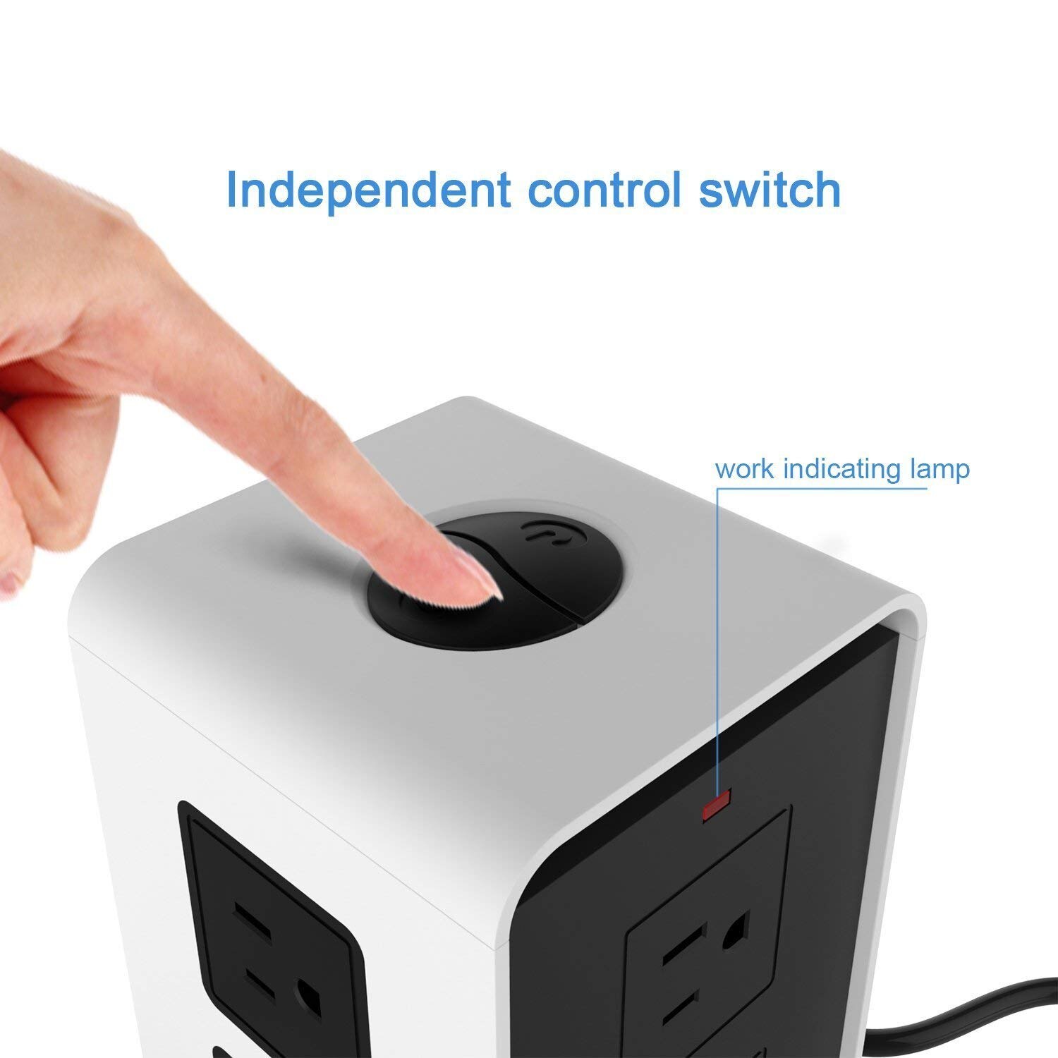 Vertical Power Strip USB Outlets Surge Protector 8 AC US Plug Socket with USB 4 Port Charging Station Power Travel Adapter