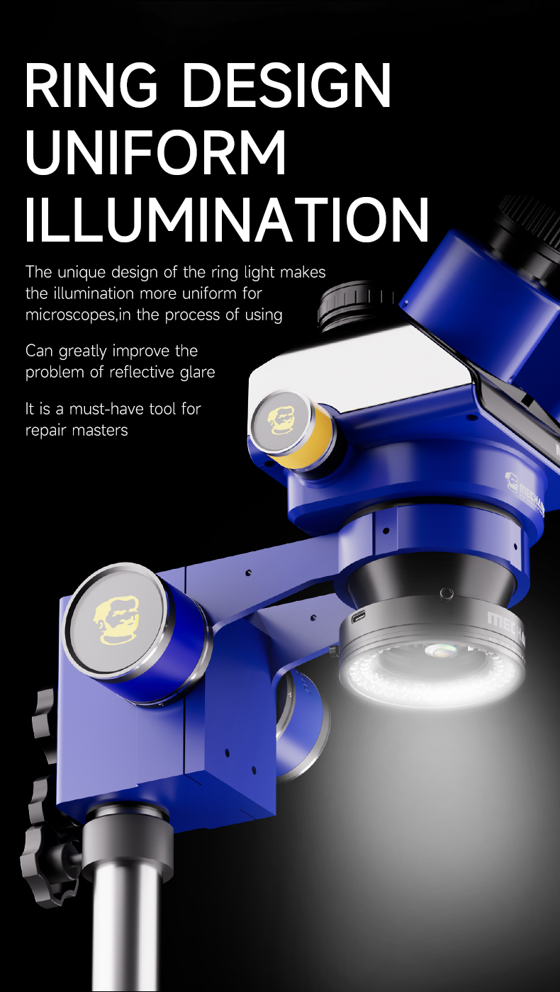 Fuente de luz de anillo polarizado para microscopio mecánico LS720 +, 72 Uds., cuentas de lámpara grandes de alto brillo para eliminar brillo y reflejo