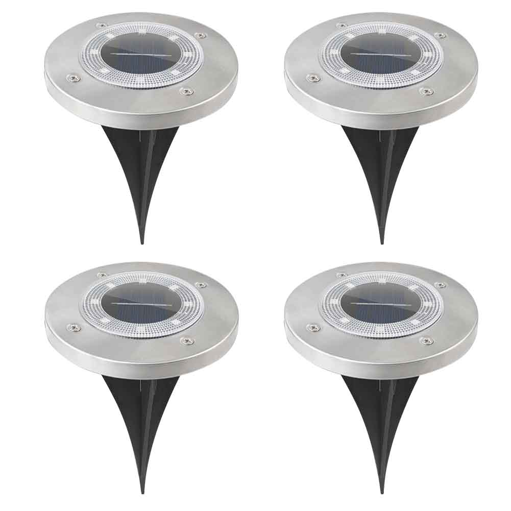 4 stk gulv spotlight gang terrasse terrasse trappe rustfrit stål jord lys  ip65 vandtætte 8 lysdioder udendørs have solenergi