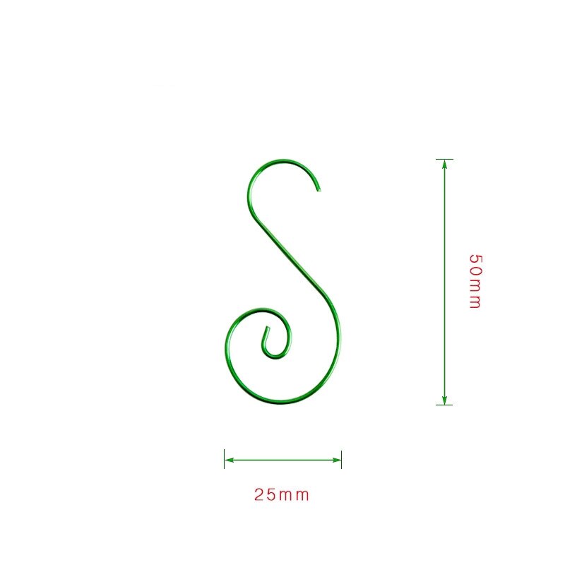 20Pcs 50Mm S Vorm Haak Metalen Hanger Kerst Ornament Levert Metalen Opknoping Haak Kerst Opknoping: 20pcs Green