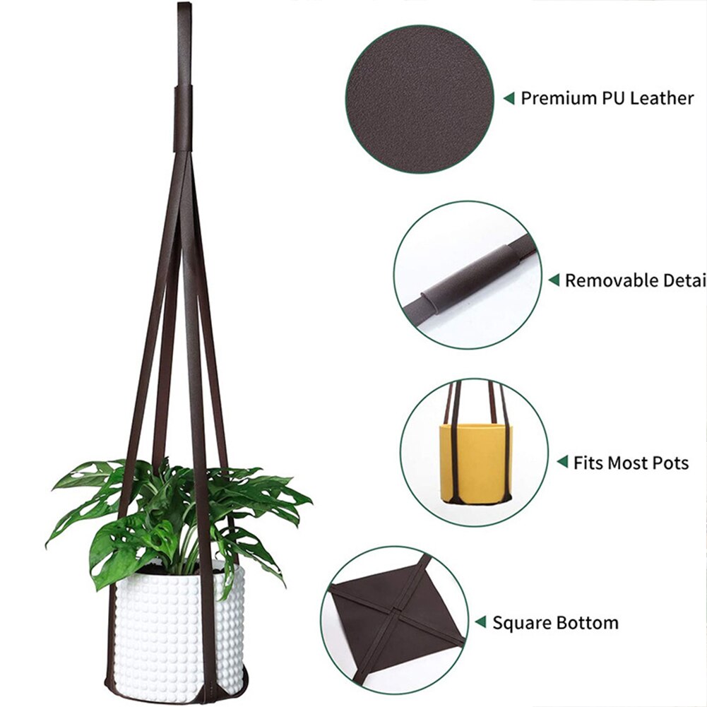 Lederen Plant Hanger Opknoping Planter Bloempot Houder Voor Indoor Planten Cactus Succulent