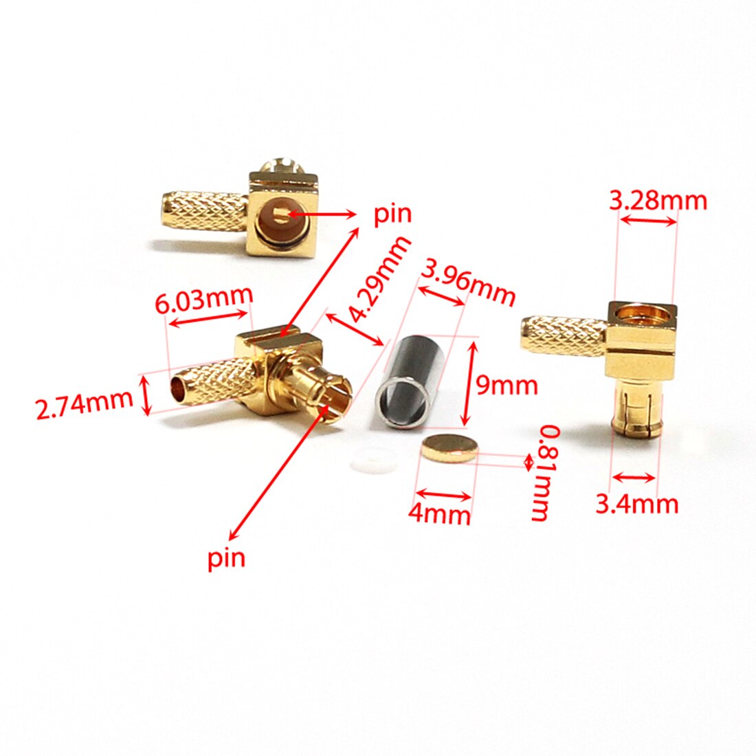 Connecteur de convertisseur coaxial RF à angle droit MCX, connecteur à sertir pour RG316 RG174, câble plaqué or, pour antenne WIFI,