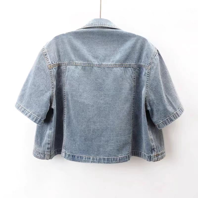 Zomer Joker Casual Korte mouwen Denim Jas 2025 Vrouwen Korte Blouse Sjaal Vest Vrouwelijke Jaqueta Jeans Feminina