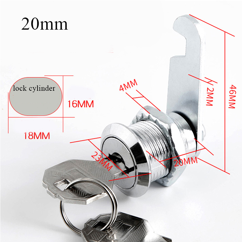 Klassisk sikkerhetslås metall sylinder skap skap kamlås med nøkler sikkerhetspostkasselås skuff 16mm/20mm/25mm/30mm: Himmelblå