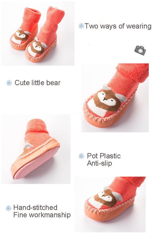 Baby Antislip Vloer Sokken Meisje Jongen Peuter Schoenen Katoen Breien Zachte Zolen Babysokjes Leren Lopen Dikke laarzen Sok