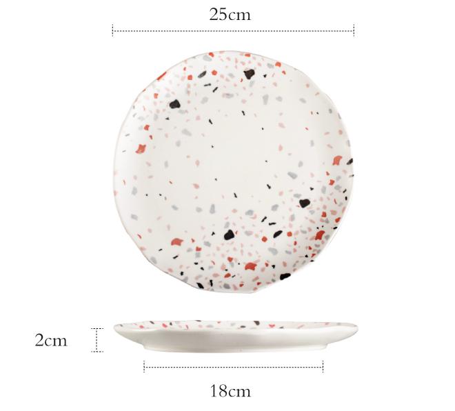 Ceramic Tableware European Dishes Set Home Kitchen Tableware Saucer Plate Dinner Plate Rice Bowl: 25cm