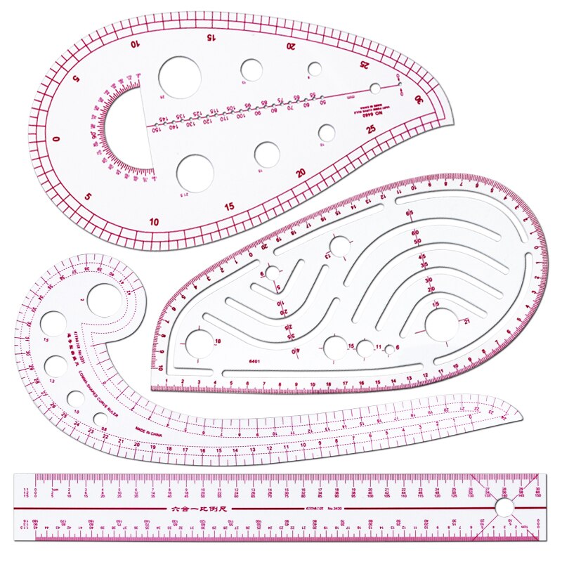 4pcs Set Tailor Measuring Ruler Kit DIY Tailor Patterns Sewing Drawing Quilting Tools Clothing Patchwork Cutting Curve Craft: 3430-4