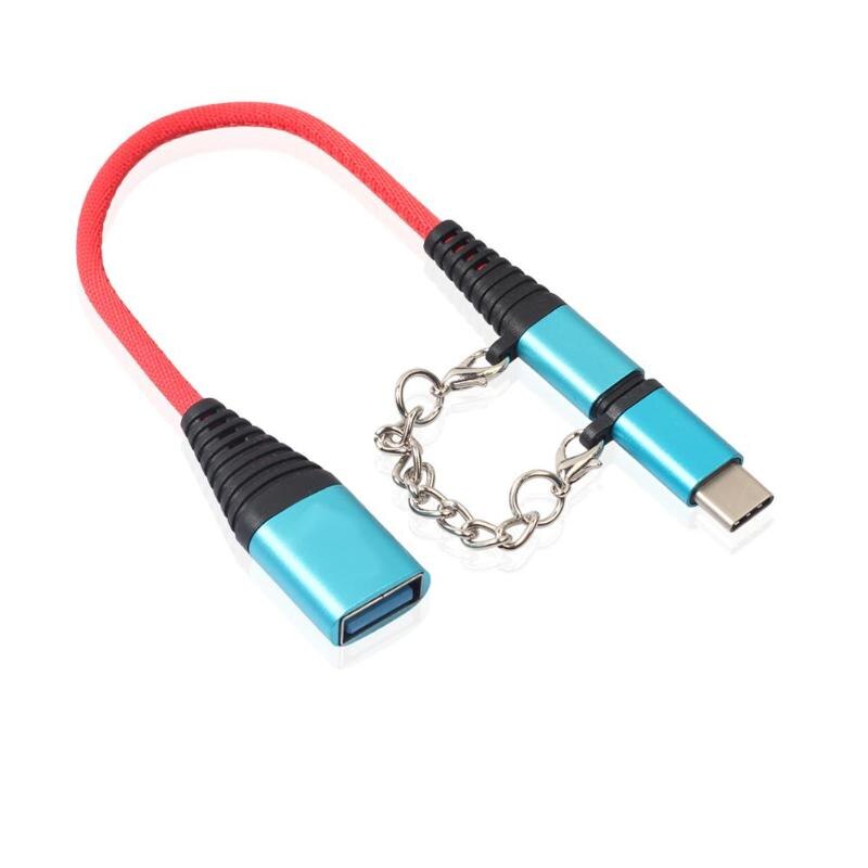 Kabel Adapter OTG ALLOYSEED 2 w 1 USB-C Męski + Micro USB Męski do USB 2.0 Żeński: Niebieski