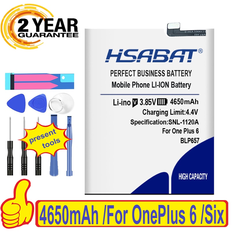 100% Originele Hsabat 4650Mah BLP657 Batterij Voor Oneplus 6 Oneplus Zes 1 + Een Plus 6
