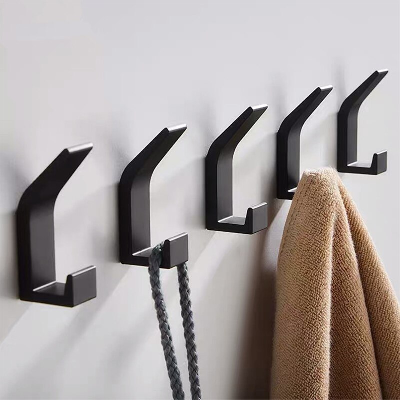 Gancho Doble para ropa de baño, perchero para bata de dormitorio, accesorios de cocina para sala de estar, color blanco y negro, sin perforación