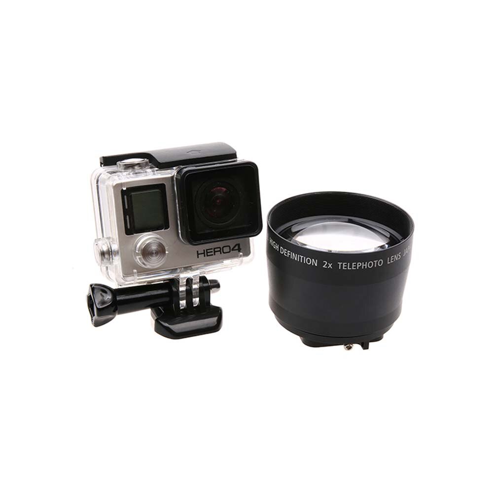 JINSERTA lente de Zoom de 52mm para cámara Digital Gopro, accesorio DSLR, lente de Zoom 2,2x, teleobjetivo para Gopro Hero 5 6 3 + 4 Xiaoyi 4Ki
