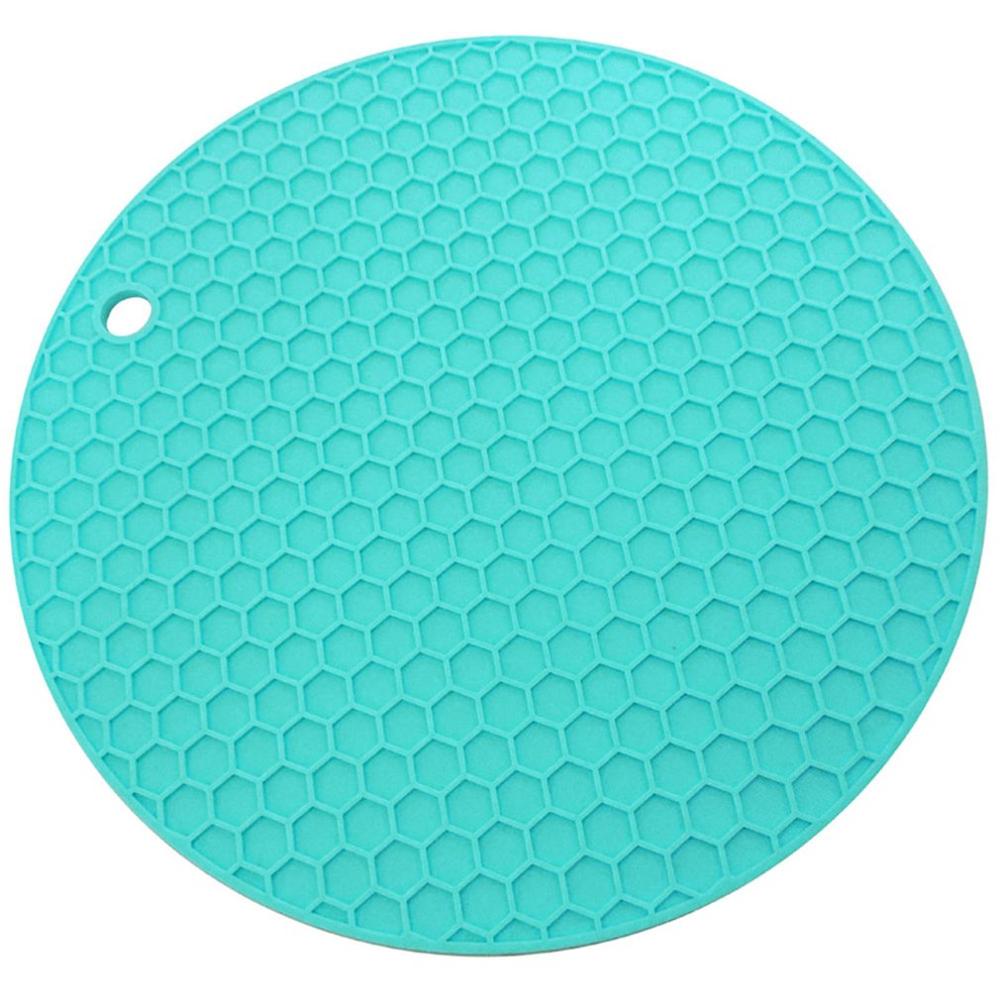 Multi-use Round Silicone Non-slip Heat Resistant Mat Hang Tableware Coaster Cushion Placemat Pot Holder: K