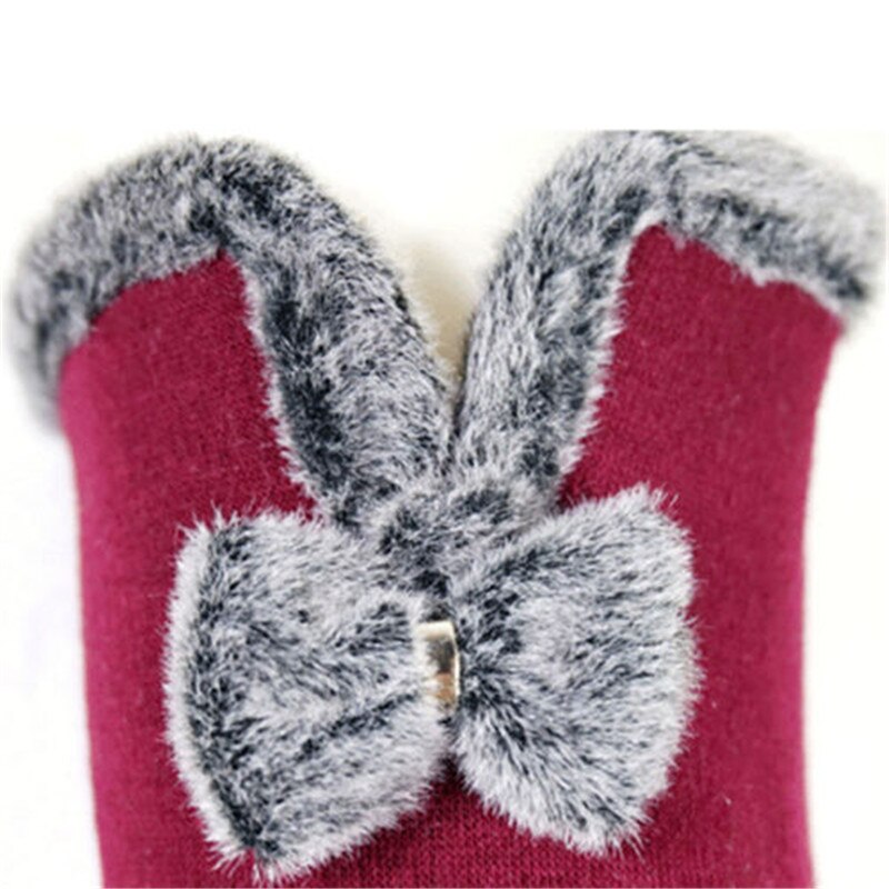 Mulheres Venda quente da Tela de Toque À Prova de Vento Ao Ar Livre Esporte Bowknot Mornas do Inverno Luvas 5 Cores Adultos Criança Luvas de Tela de Toque À Prova de Vento