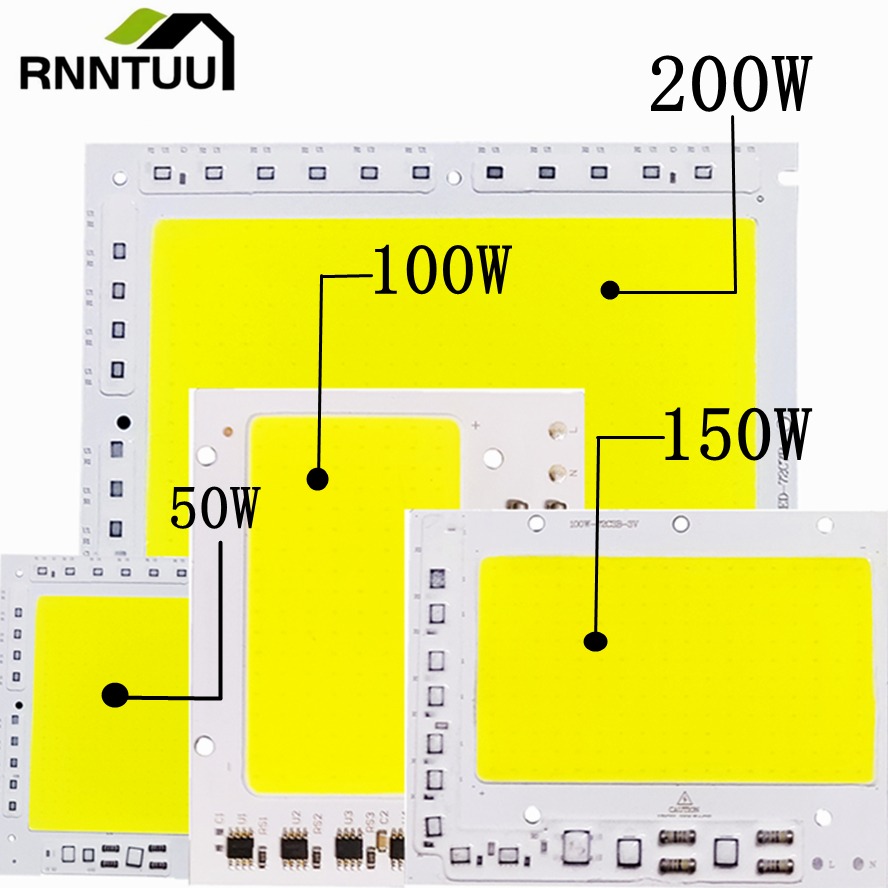Chip LED COB de 220V, 200W, 100W, 150W, 200-240V, IC inteligente, sin necesidad de controlador, lámpara LED para foco de luz de inundación, fuente de iluminación DIY