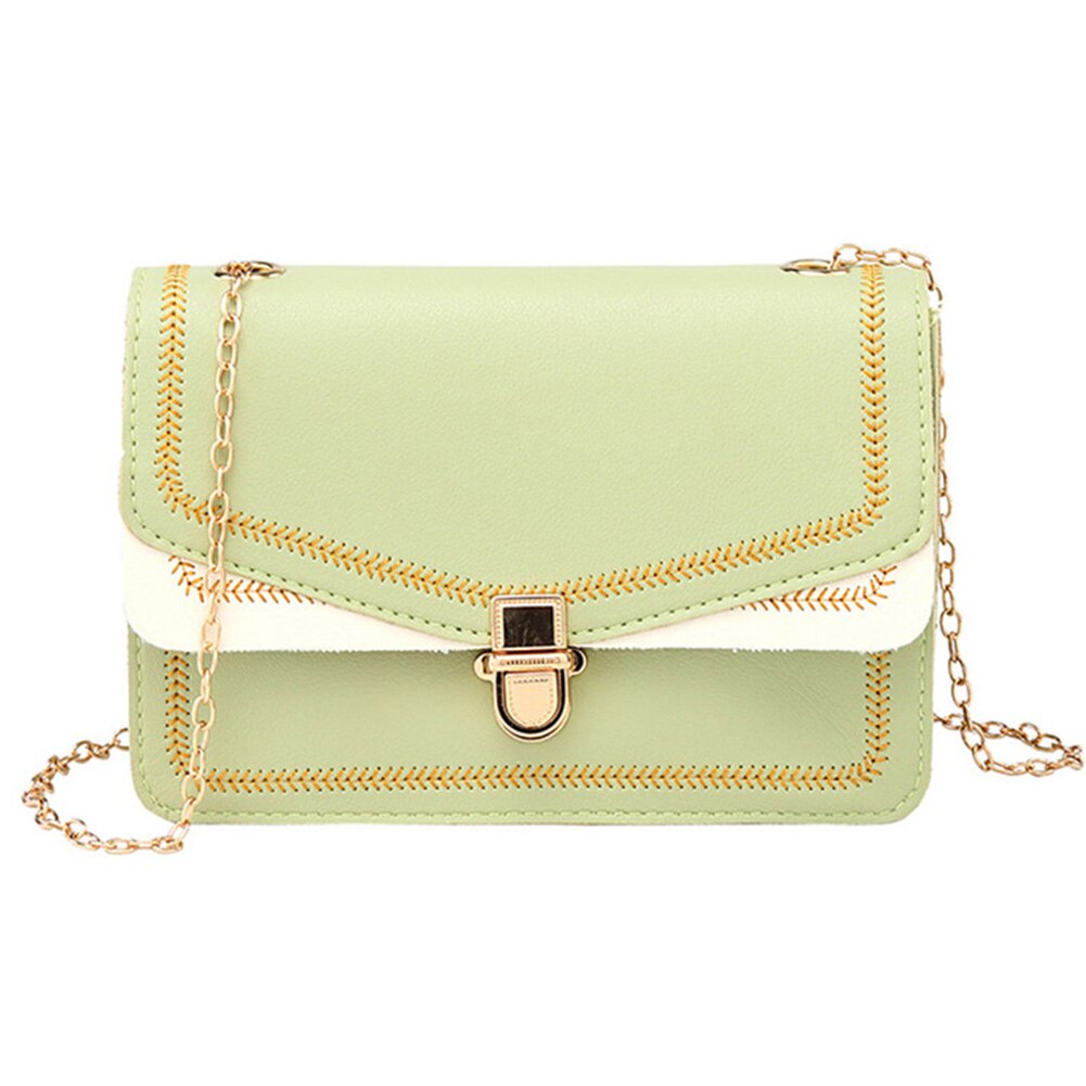 Vrouwen PU Lederen Schoudertas Borduurwerk Hasp Gesp Keten Crossbody Tassen Vrouwen Messenger Bags Bolsa Feminina: green