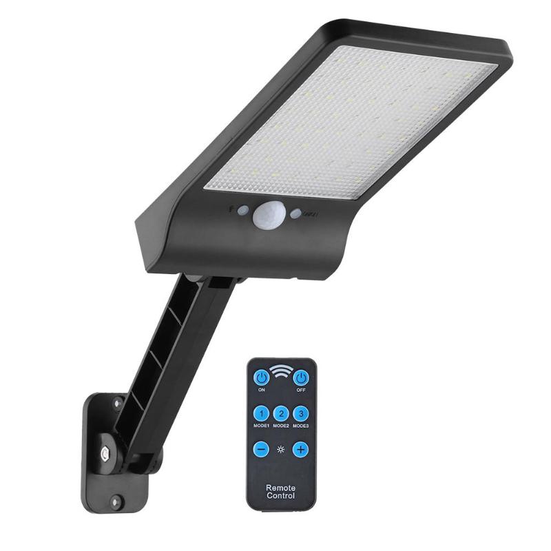56 LED Remote Control Solar Light LED Outdoor Waterproof Solar Wall Light Garden Street Lamp Garden Decoration: Black