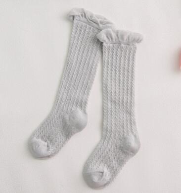 Babysokken kniehoge mesh kindersokken lange buis babysokken katoen peuter zomer holle ademende babysokken meisjes jongens: Grijze mesh knie / 12 to 24 maanden