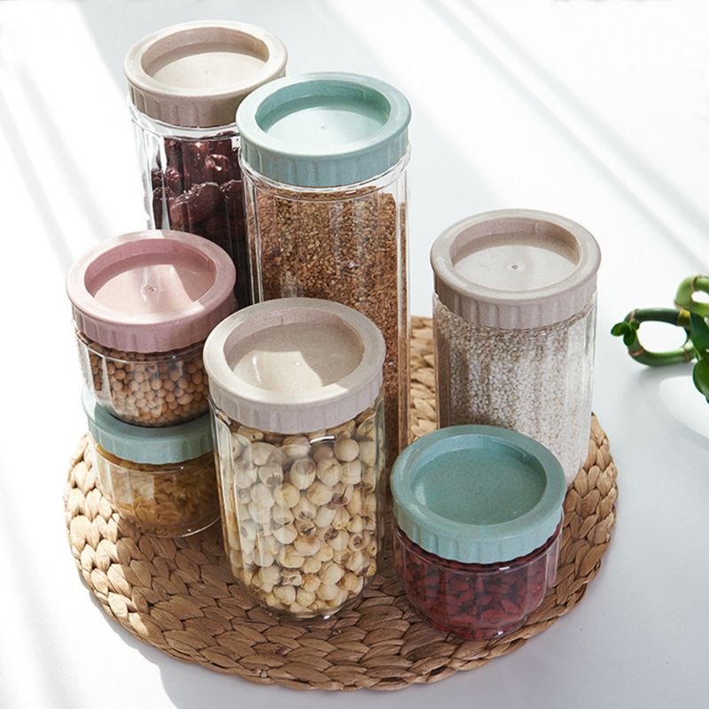 Recipiente de almacenamiento de alimentos transparente para cocina, bote sellado duradero, grano de cereales, arroz, leche en polvo plástica sellada