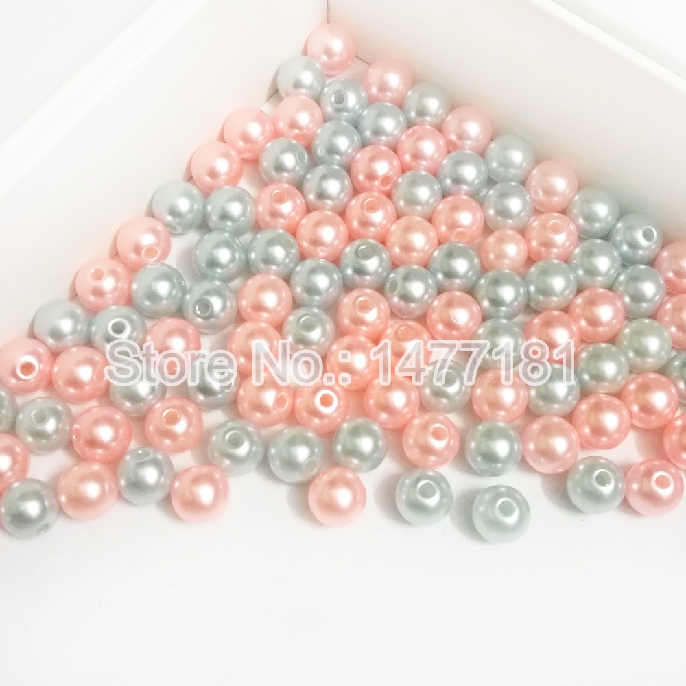 100 stk 8mm hele runde perler med 2mm huller lyserøde blå perler akrylperler cabochon kuppel plastikperler gør-det-selv håndværksudsmykning