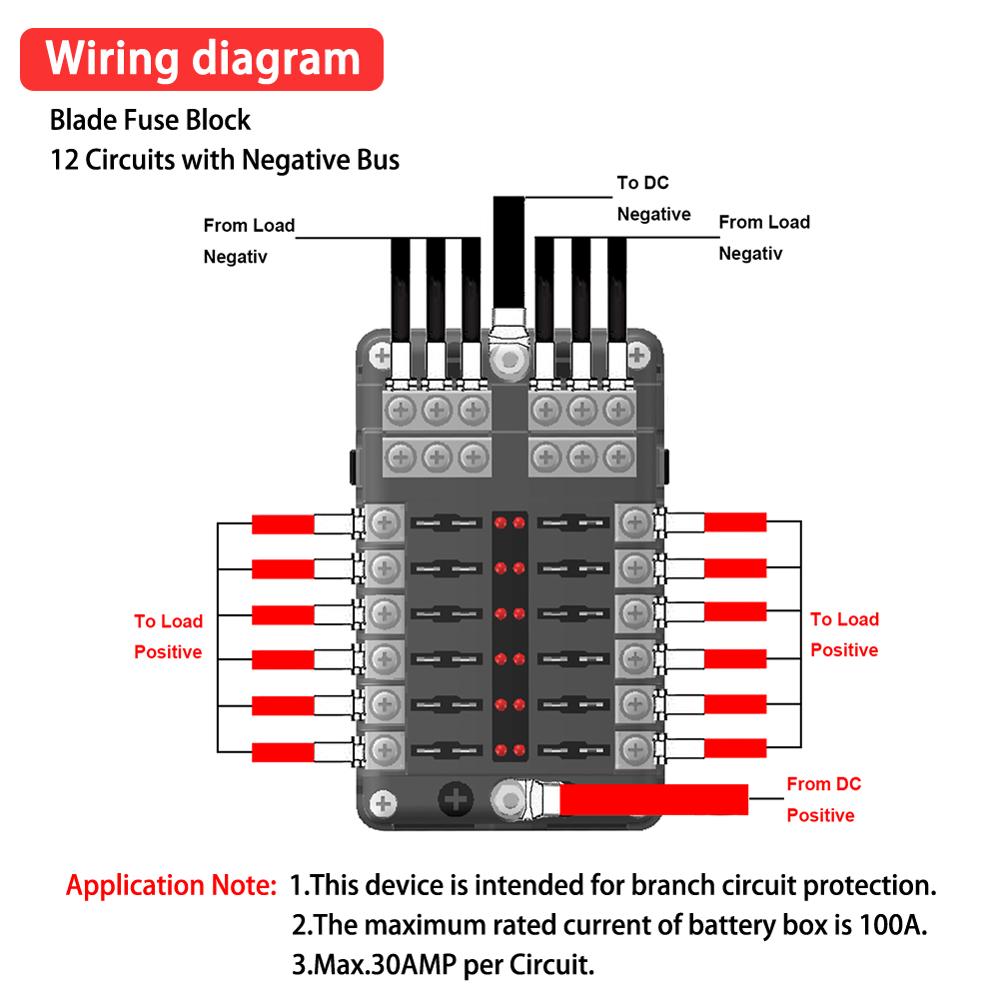 12 Way Blade Fuse Box Block Holder LED Indicator Auto Marine 12V 32V Waterproof Motorcycle Car Parts