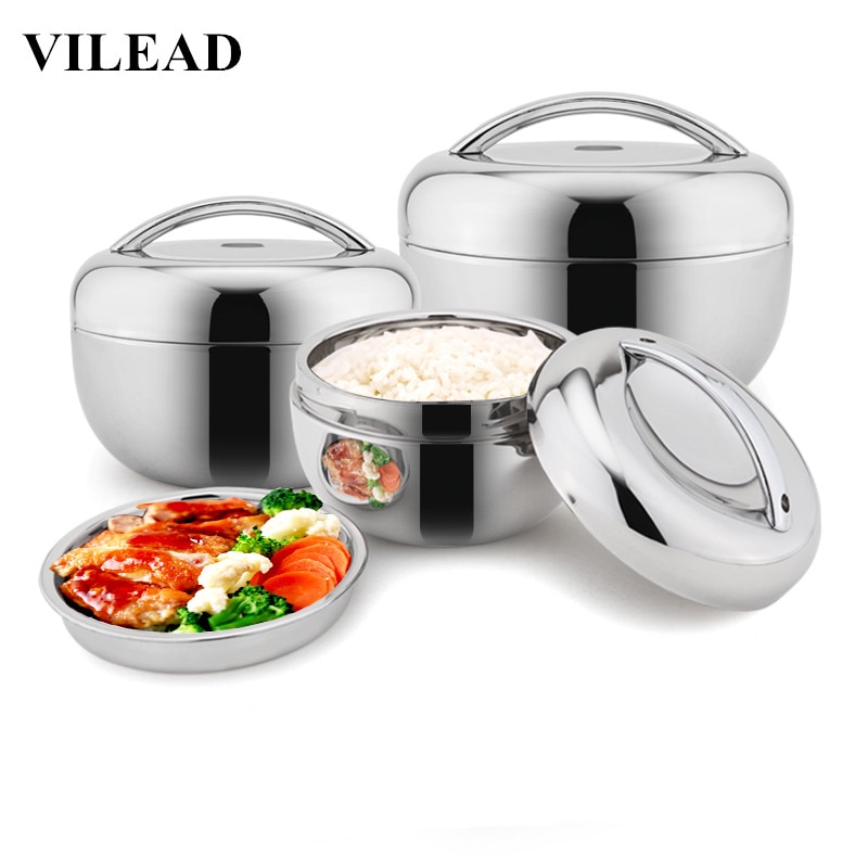 Vilead Rvs Lunch Box For Kids Voedsel Container Handvat Warmte Behoud Thermische Isolatie Kom Draagbare Picknick Bento Box