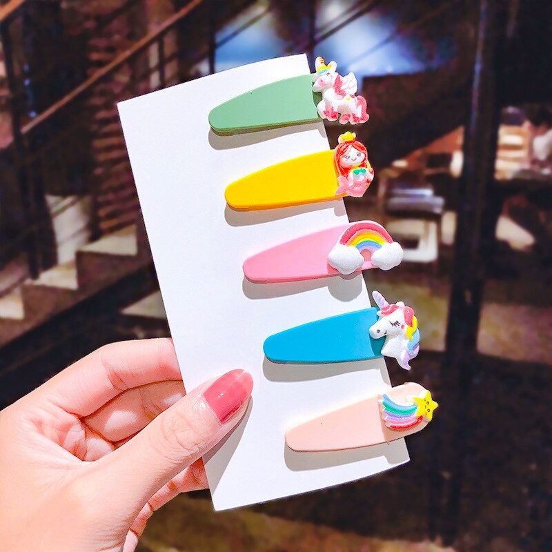 5 pieces Acrylic frosted children hairpin candy color cute animal hairpin girl baby bangs hairpin hair accessories
