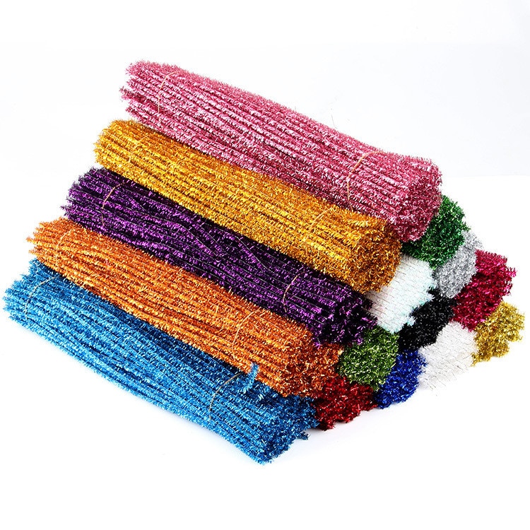 100pcs 30cm Glitter Chenille Stems Pipe Cleaners Arts DIY Craft Supplies Christmas Birthday Decorations Home Party Accessories