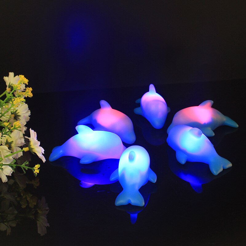 Summer Pool Float Dolphins Light Up Toys for Kids Swimming Pool Shower Bath Led Lighting Toys Pool Party Accessories Toy
