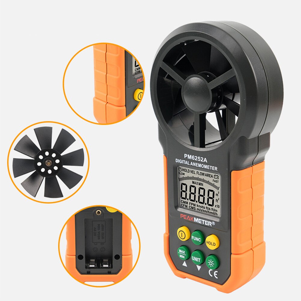 Camping Outdoor Portable Handheld Air Volume Measuring Easy Read Mountaineering Wind Speed Tester LCD Display Digital Anemometer