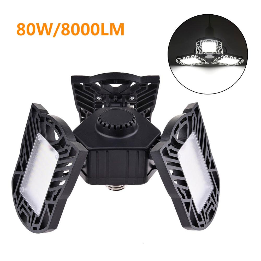 Deformation ufo led-ljus  e27 hög bay ljus garagelampa 60w 85-265v led lampor för bensinstation baldakin verkstad fotbollsplan: 80w svarta / Varm vit