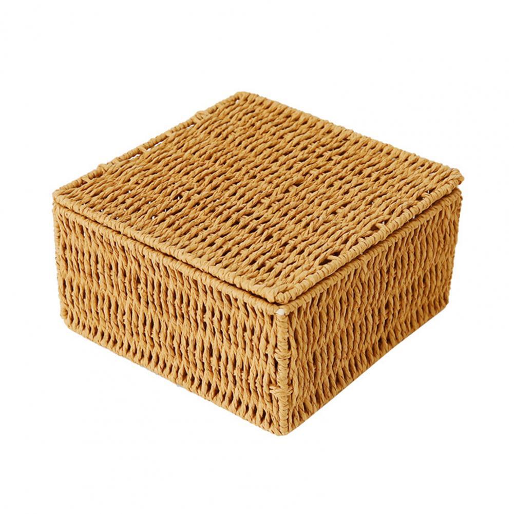 Storage Box Multi-purpose Storage Basket Organizer Anti-rust Reusable Storage Beautiful Rattan Case for Office Storage Box