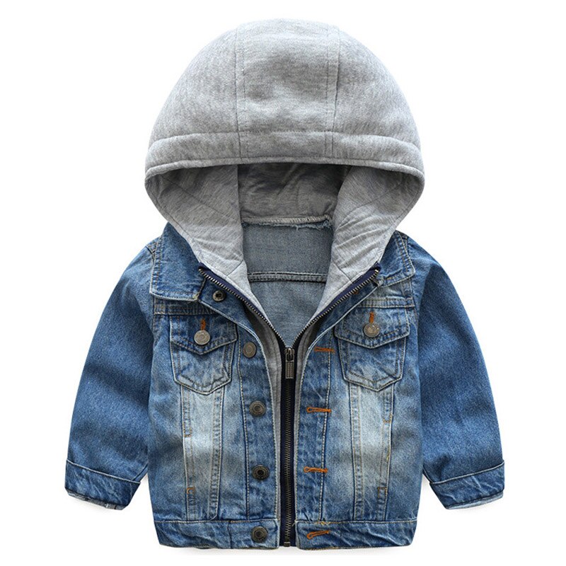 2-8 Jaar Lente Baby Jongens Hooded Denim Jassen Herfst Peuter Meisjes Jongens Cowboy Bovenkleding Kleding