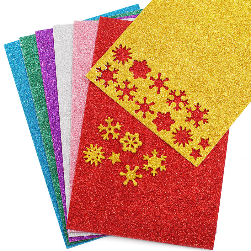 Fiocchi di neve di natale stelle giocattoli artigianali bambini creativi fai da te Glitter stelle fiocchi di neve paillettes carta spugnosa materiale manuale giocattoli