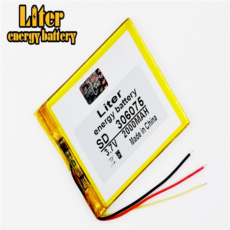 3 line 3.7V 2000mAh Universal Li-ion battery for tablet pc 7 inch 8 inch 9 inc GPS Vedio Game E-Book Tablet PC Power Bank 306075