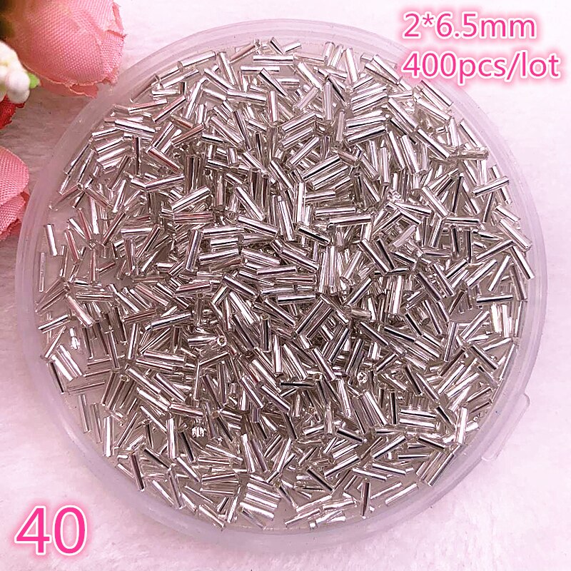 2*6.5mm 400 stks/partij Tsjechische Cilindrische Glas Bugelparels Europese Zaad Lange Buis Twee Hole Losse Kralen voor Sieraden Maken #40: Default Title