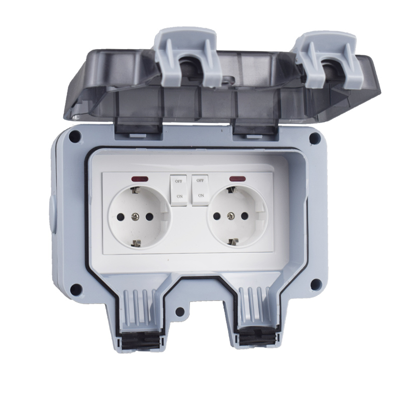 Enchufe IP66 de 220v, enchufe exterior impermeable de Corea, enchufes eléctricos e interruptor de pared, adaptador europeo múltiple de la UE, alimentación para el baño