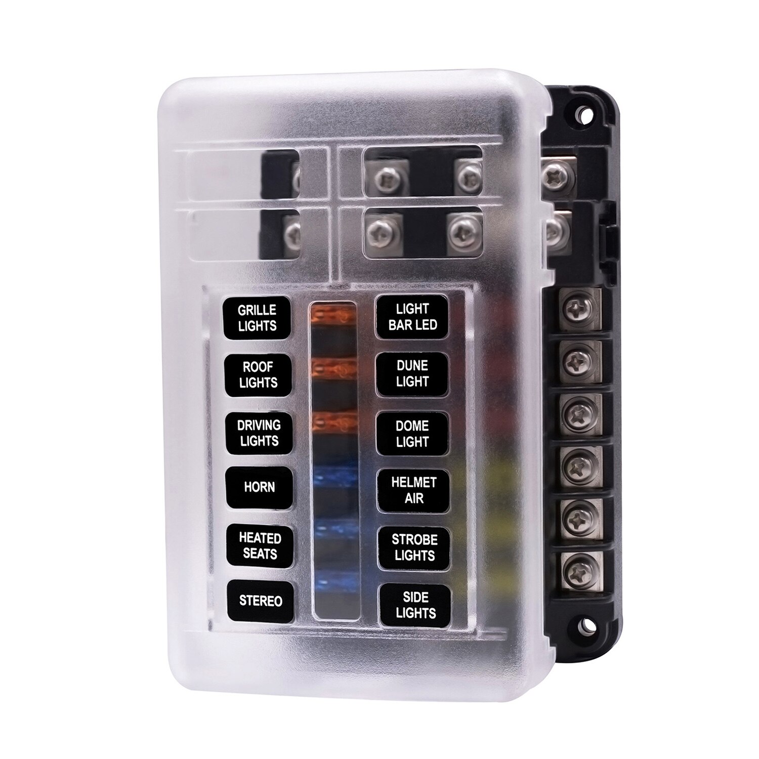 Fuse Box for Boat Van Car Truck Fuse Box with Negative Bus, Blade Fuses Holder Block 6 Way 12 Way with LED Indicator
