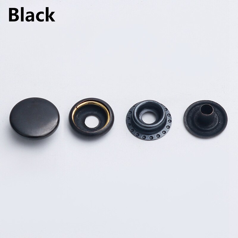 1 Set 12/13/15/17/20Mm Metaal Messing Drukknopen Naaien Knop Snap Fasteners naaien Lederen Craft Kleding Tassen: Black / 20mm