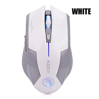 AZZOR Carica Silenzioso Pulsante Mute Mouse Senza Fili Noiseless Gaming Mouse Ottico 2400dpi Built-in Batteria Per PC Del Computer Portatile del Computer: WHITE