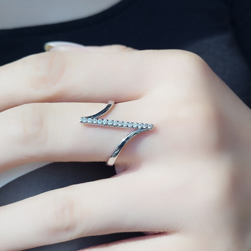Sølv farve asymmetrisk guld farve lille finger ring simple v form ringe til kvinder minimalisme kvindelige bryllup smykker: 9 / Sølv