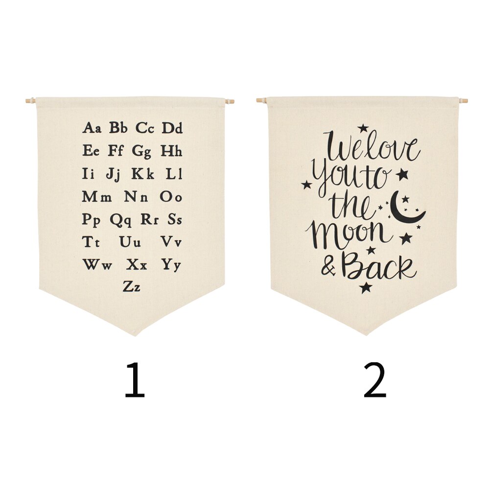 Display Durable Wall Canvas Banner For Baby Nursery Hanging Pennant Alphabet Home Decor Kids Room Early Educational Ornaments