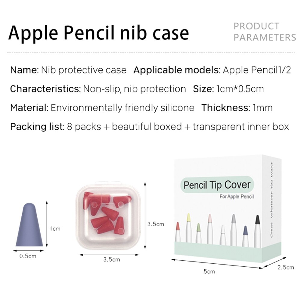 Capa de substituição para apple pencil, protetor de ponta suave para apple pencil 1 2 ipad pro mini air doce cor