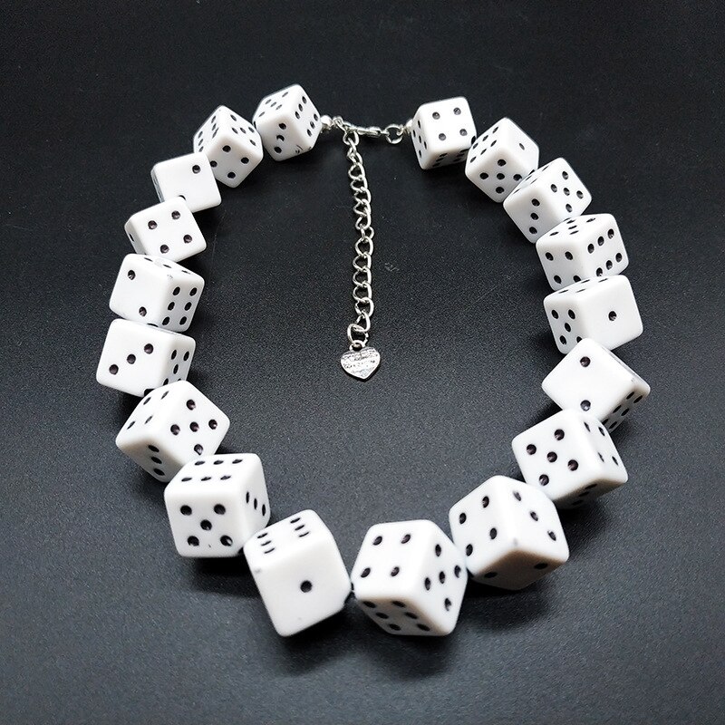 2022 Hars Kralen Ketting Zwarte Kleur 8 Bal Choker Dice Charm Ketting Voor Vrouwen Hip Hop Sieraden: 2