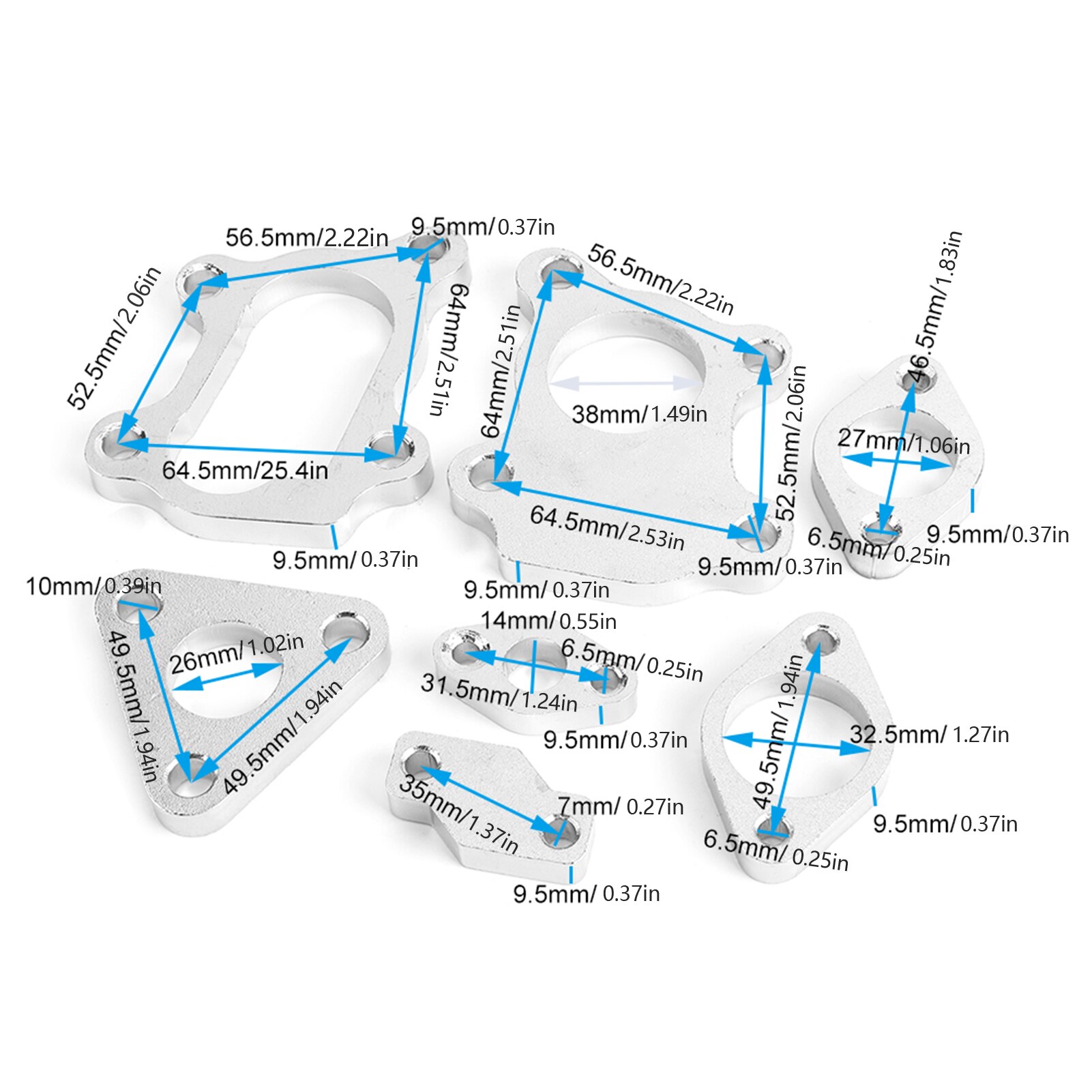 7 PCS Turbocharge Turbo Flanges Complete Set Fits for RHB31 VZ21 supercharger electric turbine
