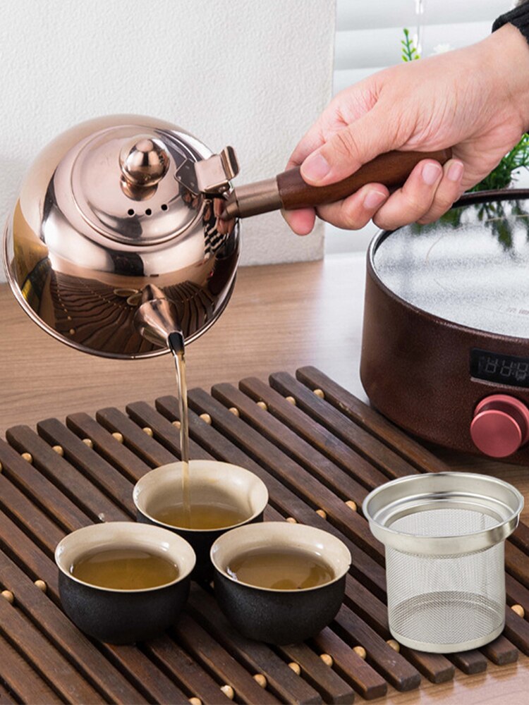 304 Stainless Steel Kung Fu Tea Kettle Induction Cooker Flat Bottom Pot Suitable For Water Coffee Tea Brewing