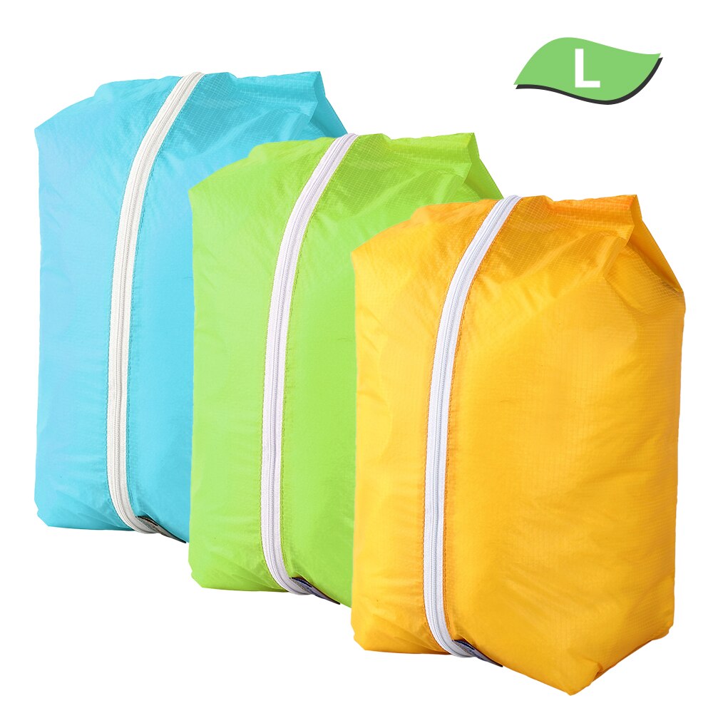 Bluefield Buggy Tas 3Pcs Waterdichte Camping Organizer Bag Herbruikbare Rits Opslag Pack Home Camping Reizen Schoenen Zakje: L