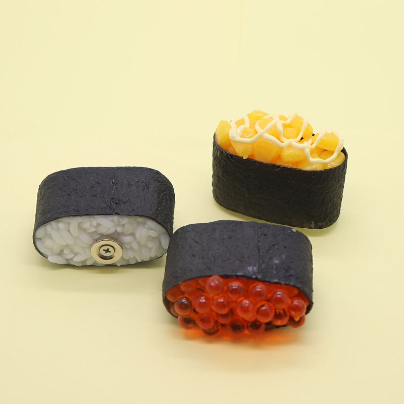 Imán de nevera para sushi japonés, modelo de comida de salmón, Decoración de cocina, adhesivo magnético, pasta creativa, estéreo, arte artesanal,